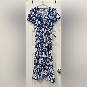 Time and Tru Blue and White Floral High Low Dress